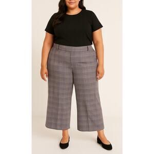 Lane Bryant Purple Tan Plaid Wide Leg Pants Preppy Career Fall size 26
